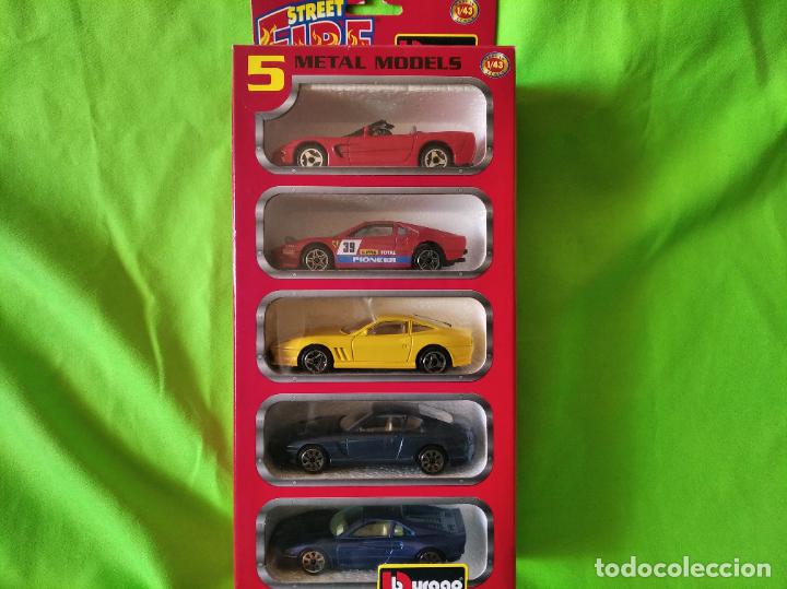 Coches a escala: LOTE COCHES SET FERRARI Y CORVETTE BBURAGO BURAGO 1,43 NUEVOS EN SU CAJA