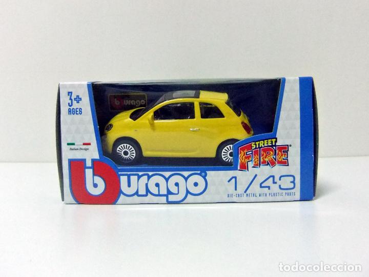 Coches a escala: FIAT 500 - BURAGO BBURAGO STREET FIRE ESCALA 1:43 COCHE AMARILLO TOY YELLOW CAR JUGUETE MINIATURA