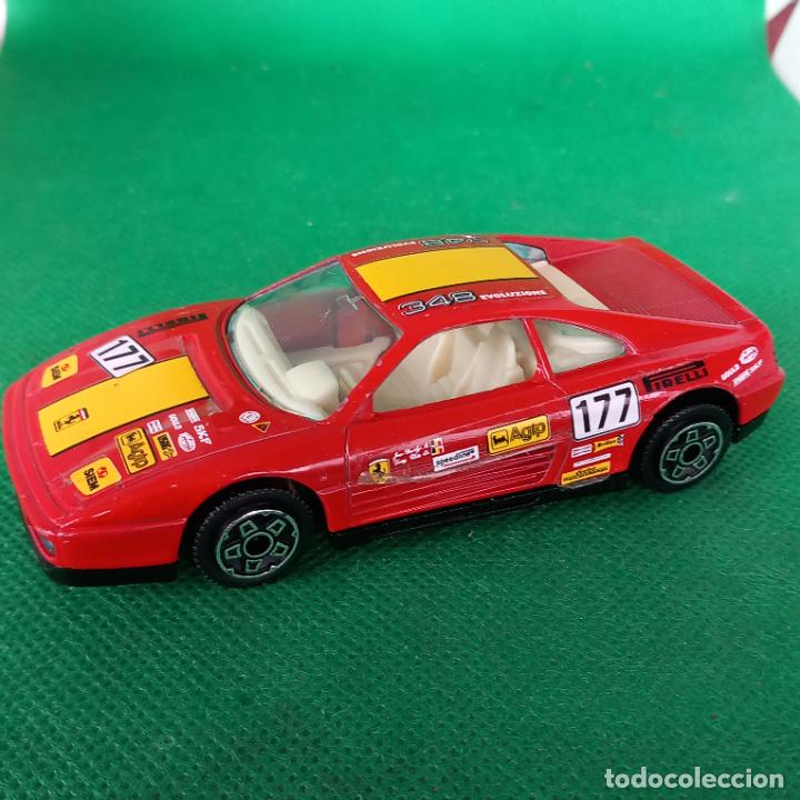 Model Cars: JUGUETE - FERRARI 348 tb - COCHE ESCALA 1 / 43 - BURAGO - MADE IN ITALY - 10 x 4,5 x 3 cm