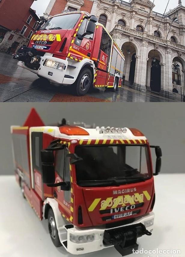 Auto in scala: FIRE TRUCK CAMI&Oacute;N IVECO MAGIRUS TEAM CAB. BOMBEROS VALLADOLID CITY. DIECAST. 1/43. IXO