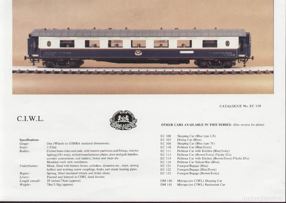 Voitures &agrave; l'&eacute;chelle: cat&agrave;logo J&M MODELS 1990 CIWL Informationsblatt Gauge 1/32 - en ingl&eacute;s