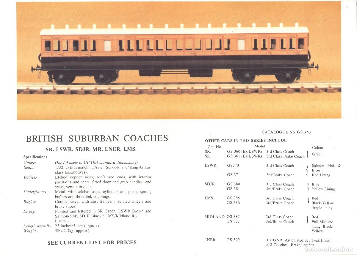 Model Cars: cat&agrave;logo J&M MODELS 1990 Informationsblatt 1/32 British Suburban Coach - en ingl&eacute;s