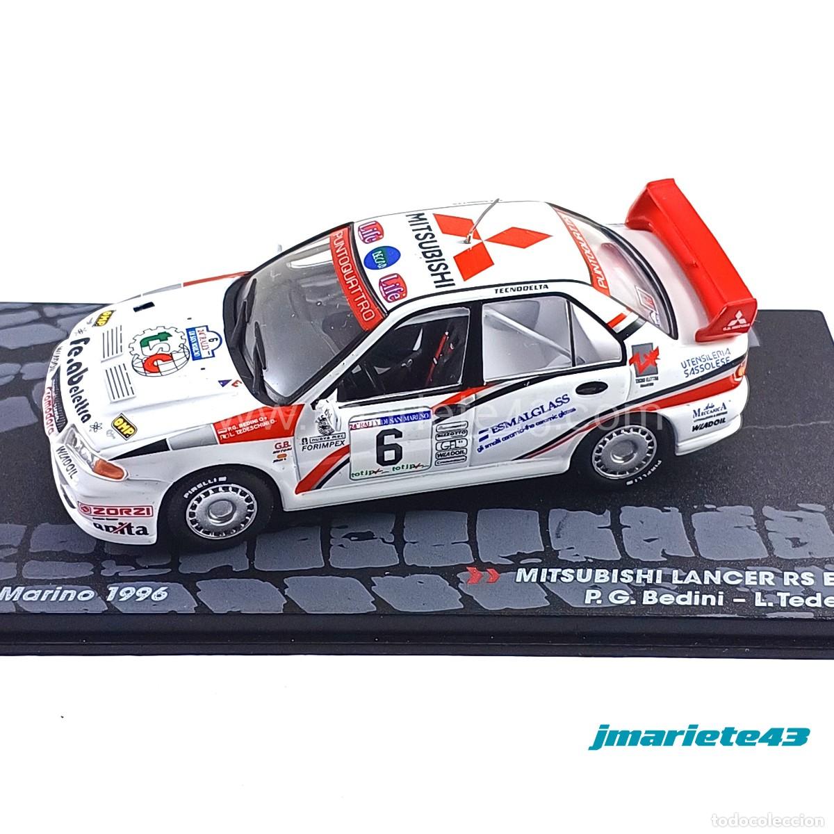 Coches a escala: Mitsubishi Lancer RS Evo3 #6 PG. Bedini - L. Tedeschini Rally San Marino 1996 1:43