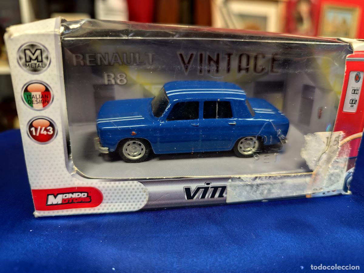 Coches a escala: RENAULT 8 R8 R-8 MONDO MOTORS VINTAGE ESCALA 1:43 - COCHE AUTO COLOR AZUL FRANJAS BLANCAS GORDINI