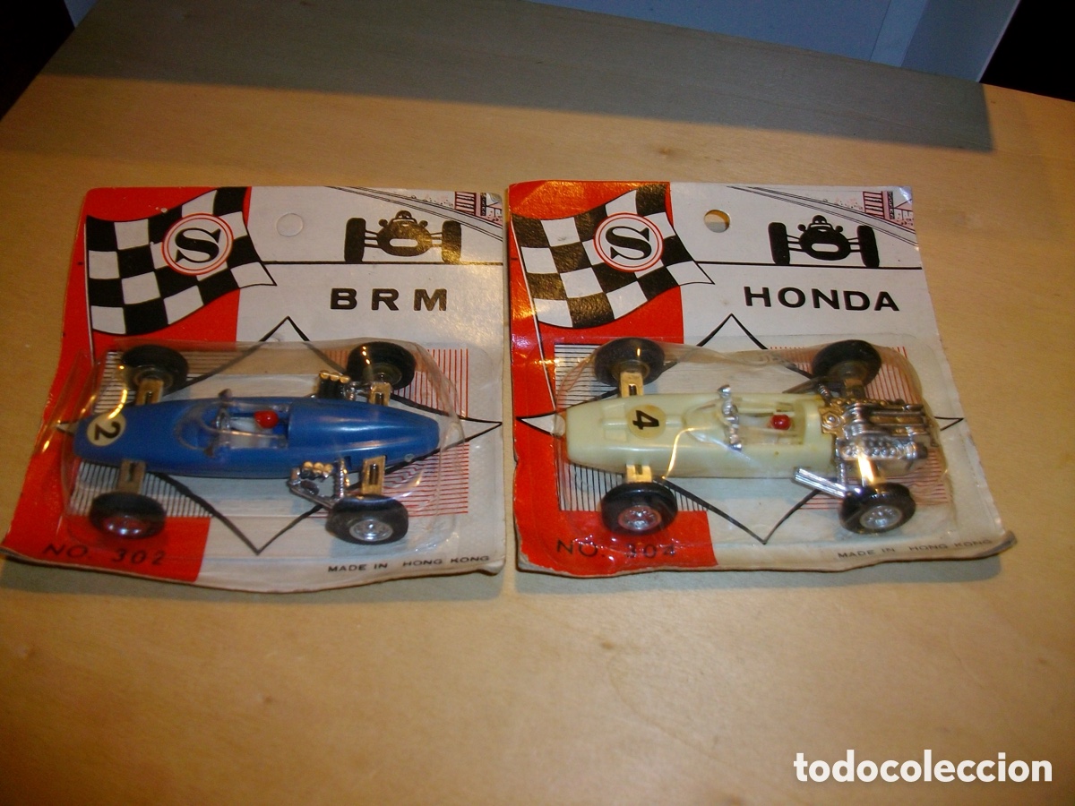 Coches a escala: Dos coches de F1 Honda y BRM en escala 1/43 nuevos en su bl&iacute;ster, tipo Dinky Toys