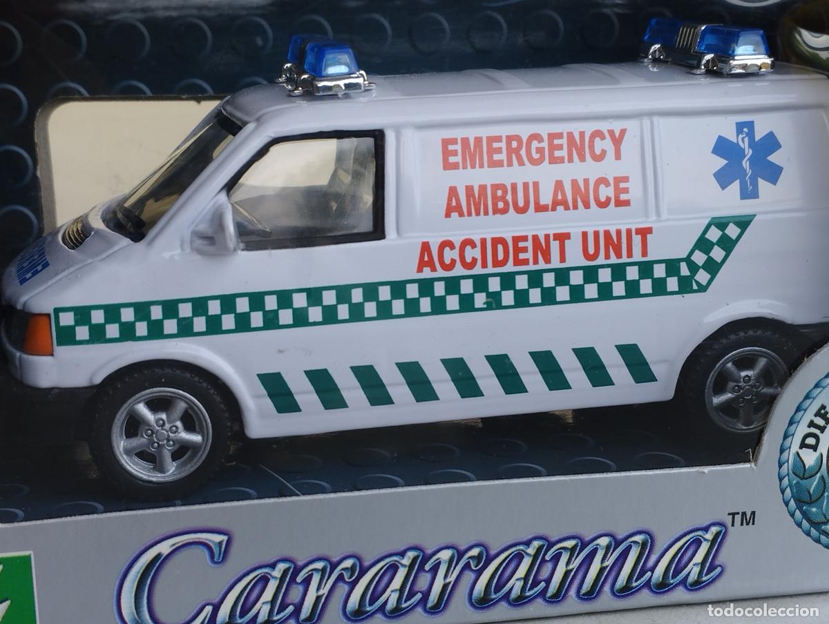 Coches a escala: FURGONETA VW VOLKSWAGEN TRANSPORTER IV AMBULANCIADE CARARAMA HONGWELL ESCALA 1,43 NUEVO EN SU CAJA