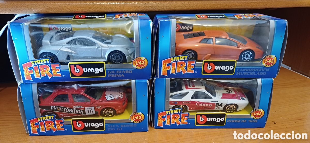 Coches a escala: Lote de 4 coches a escala Burago Street Fire