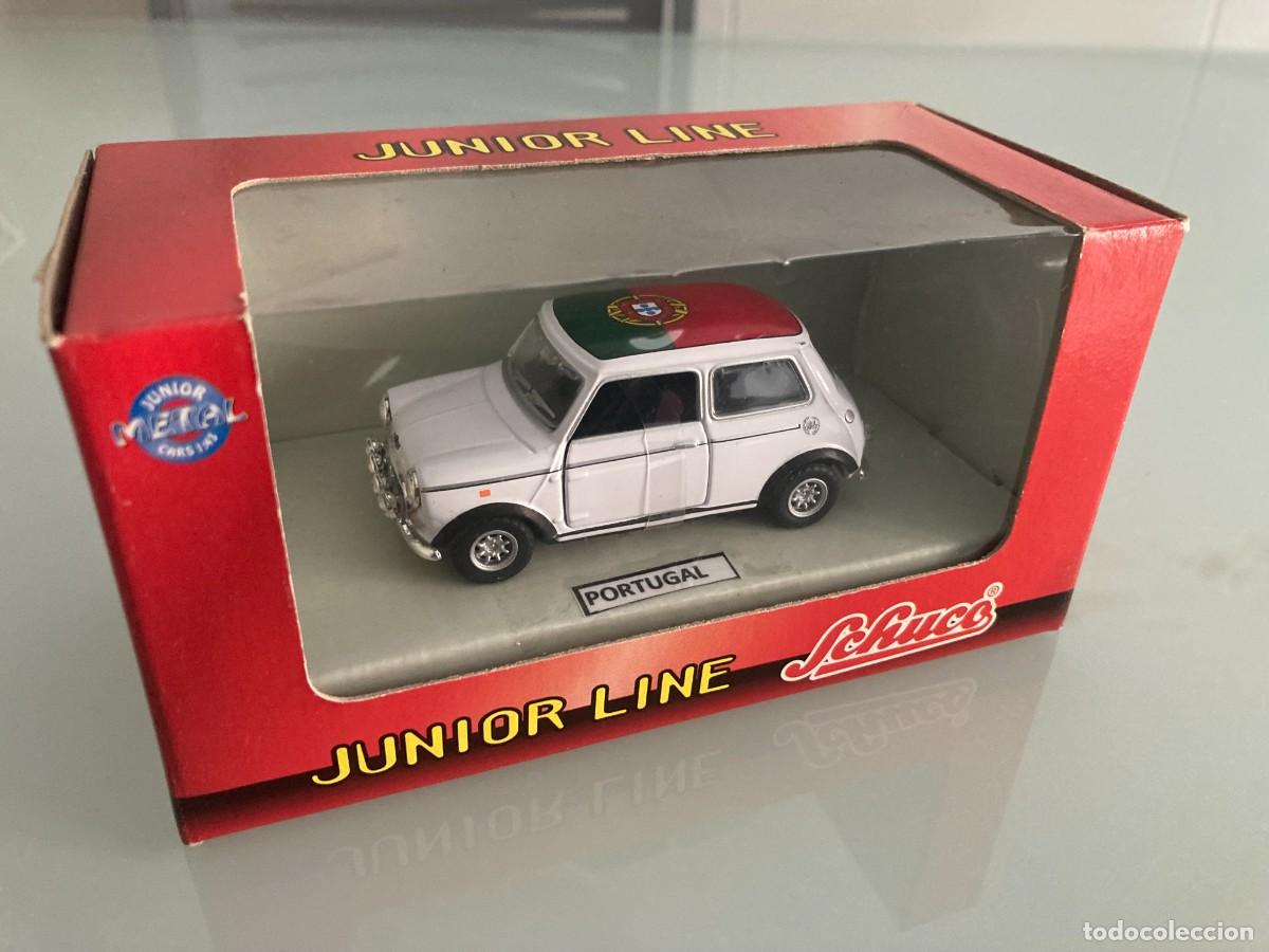 Coches a escala: S1/43, MINI, SCHUCO, MINI COOPER, BLANCO, BANDERA DE PORTUGASL, SCHUCO JUNIOR LINE