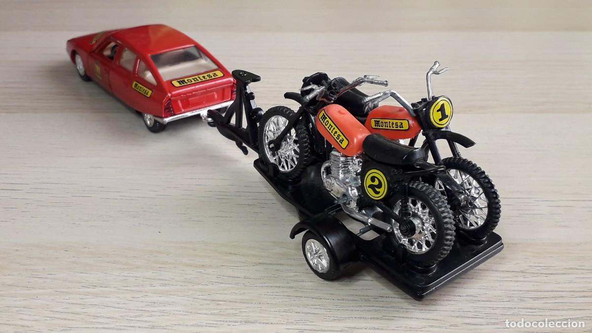 Coches a escala: Citro&euml;n CX + remolque 2 x Montesa # 152, metal esc. 1/43, Joal Ibi made in Spain, original a&ntilde;os 70.