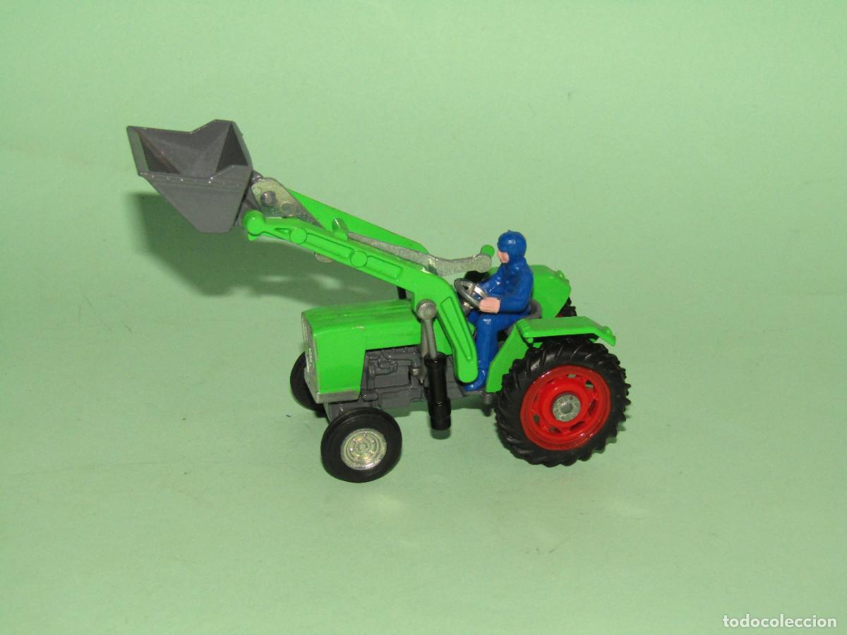 Coches a escala: Antiguo Tractor MASSEY FERGUSON con Pala Cargadora de Juguetes y Miniaturas en Metal JOAL