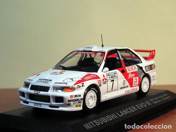 Coches a escala: Mitsubishi Lancer Evo III - Rally 1000 Lagos 1996 - T.Makinen, S.Harjanne - Altaya - 1:43