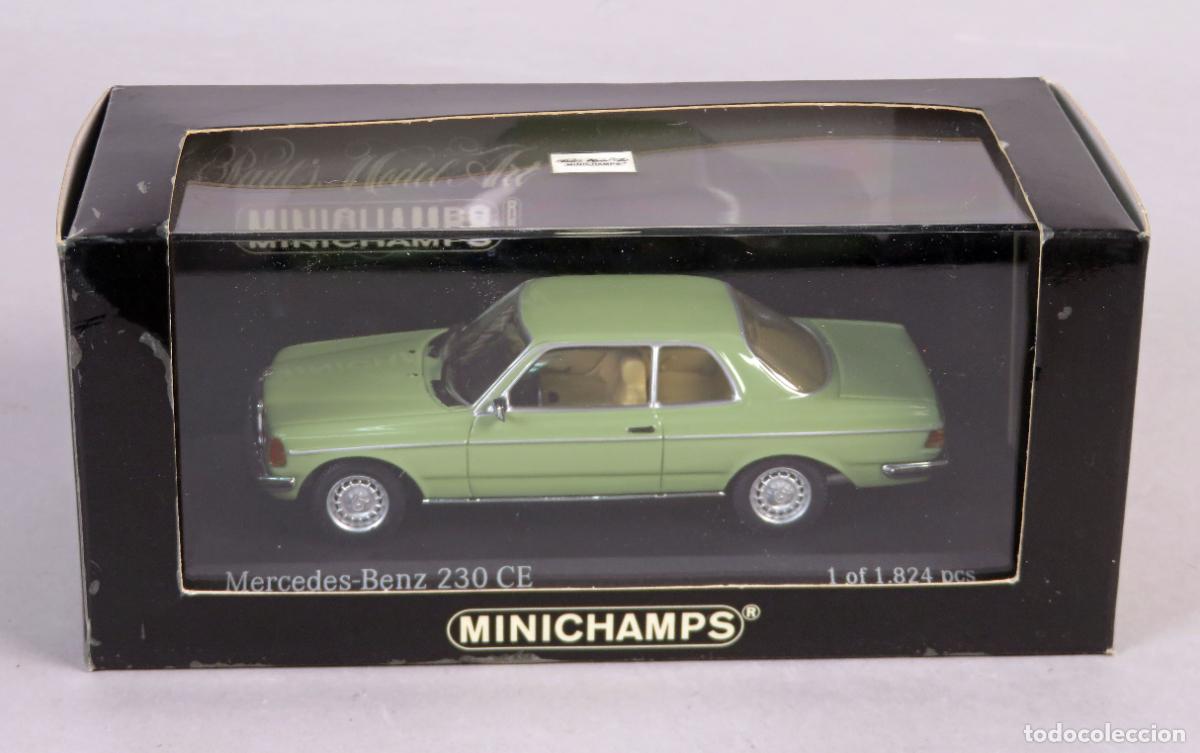 Coches a escala: Mercedes Benz 230 CE Coup&eacute; Minichamps 1/43 1977 - 1985 verde