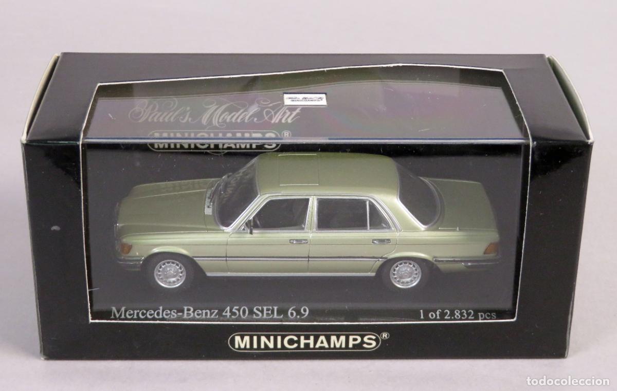 Coches a escala: Mercedes Benz 450 SEL 6.9 Minichamps 1/43 1972 - 1979 verde metalizado caja