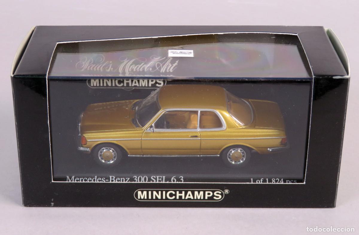 Coches a escala: Mercedes Benz 300 SEL 6.3 Minichamps 1/43 1968 - 1972 beige metalizado caja