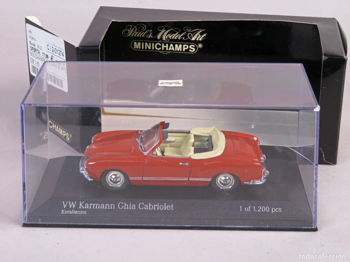 Coches a escala: Volkswagen Karmann Ghia Minichamps 1/43 1957 color rojo caja