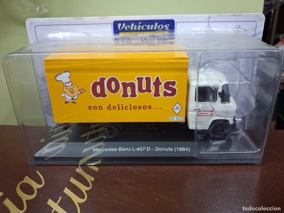 Coches a escala: COCHE CAMION MINIATURA 1:43 VEHICLOS DE REPARTO Y SERVICIOS MERCEDES BENZ L 407 D DONUTS 1984 NUEVO