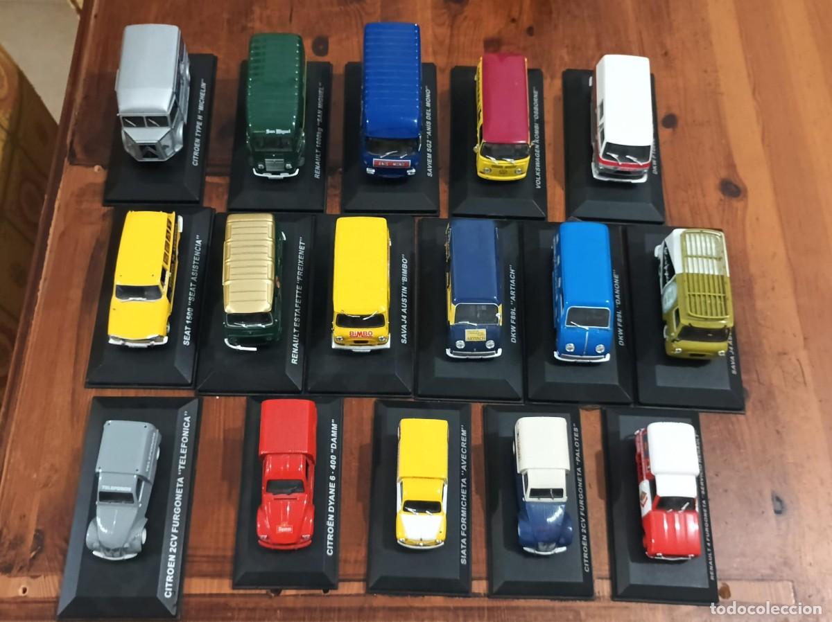 Coches a escala: LOTE DE 16 FURGONETAS DE ANTA&Ntilde;O, Hechas de metal , nuevas