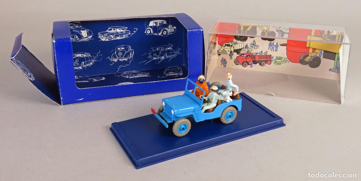 Coches a escala: Tintin en voiture Objetivo la luna Jeep CJ 2a 1953 1/43 Herge Moulinsart 2003 caja nuevo