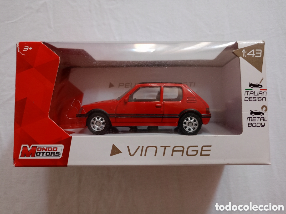 Carros em escala: Coche Peugeot 205 GTI rojo italian design vintage 1:43