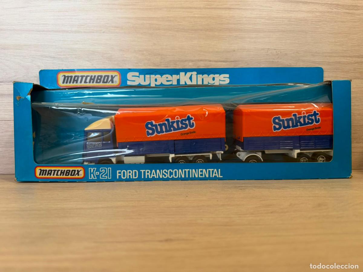 Coches a escala: MATCHBOX SUPERKINGS K-21 FORD TRANSCONTINENTAL SUNKIST ORANGE SODA - con caja