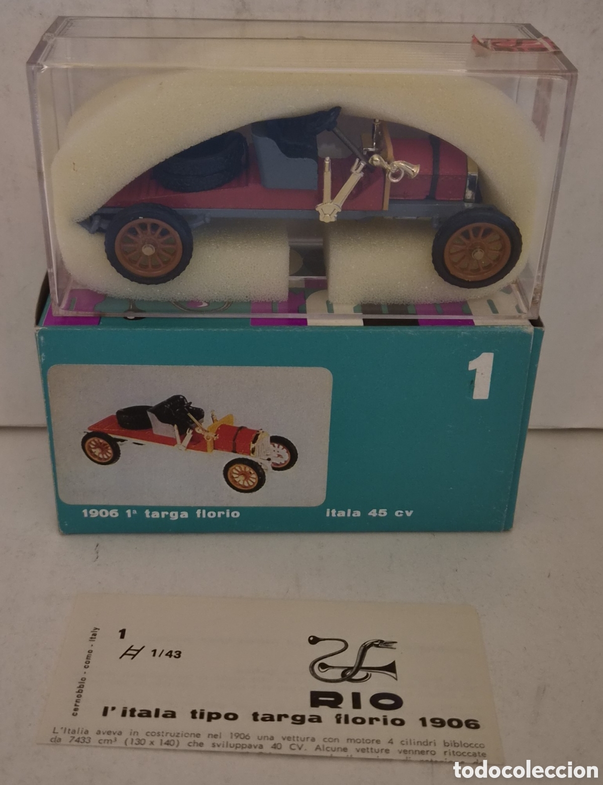Model Cars: RIO 1- COCHE ITALIA 45CV TIPO TARGA FLORIO 1906, ESCALA 1:43. NUEVO PRECINTADO