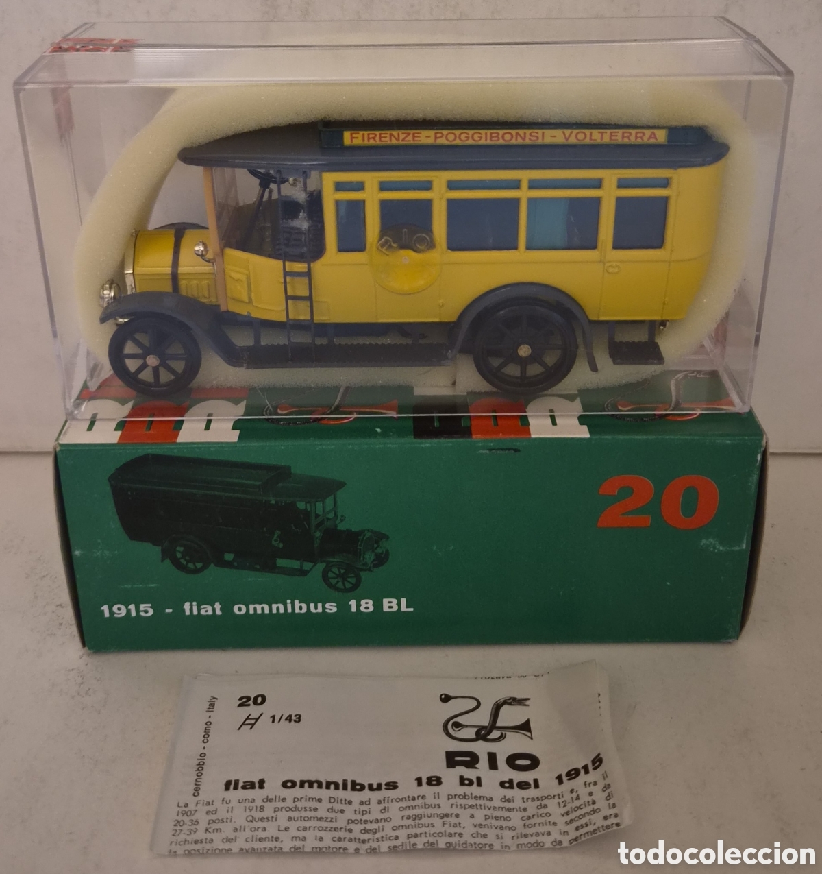 Model Cars: RIO 20- COCHE FIAT OMNIBUS 18 BL 1915, ESCALA 1:43. NUEVO PRECINTADO