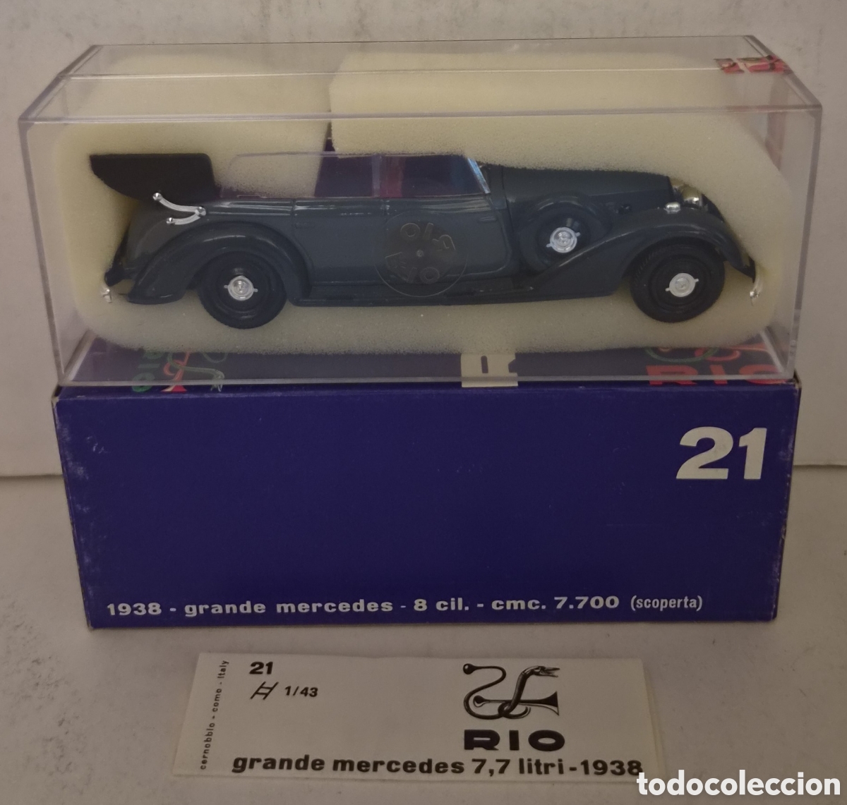 Model Cars: RIO 21- COCHE GRANDE MERCEDES 8 CIL 1938, ESCALA 1:43. NUEVO PRECINTADO