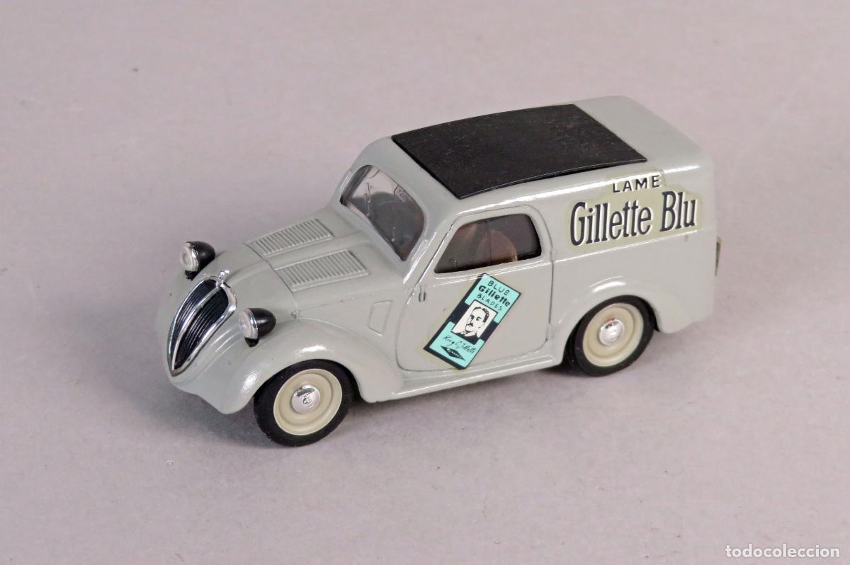Coches a escala: Furgoneta Fiat 500 Gillete Blu Brumm 1/43