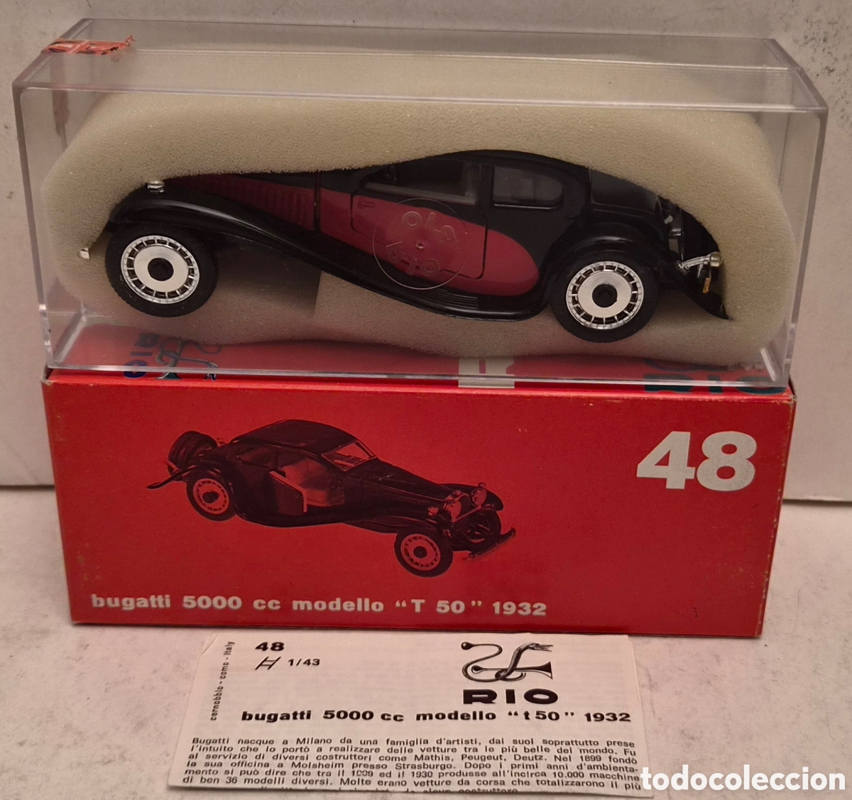 Coches a escala: RIO 48- COCHE BUGATTI 5000 CC MODELLO &rdquo;T50&rdquo; 1932, ESCALA 1:43. NUEVO PRECINTADO
