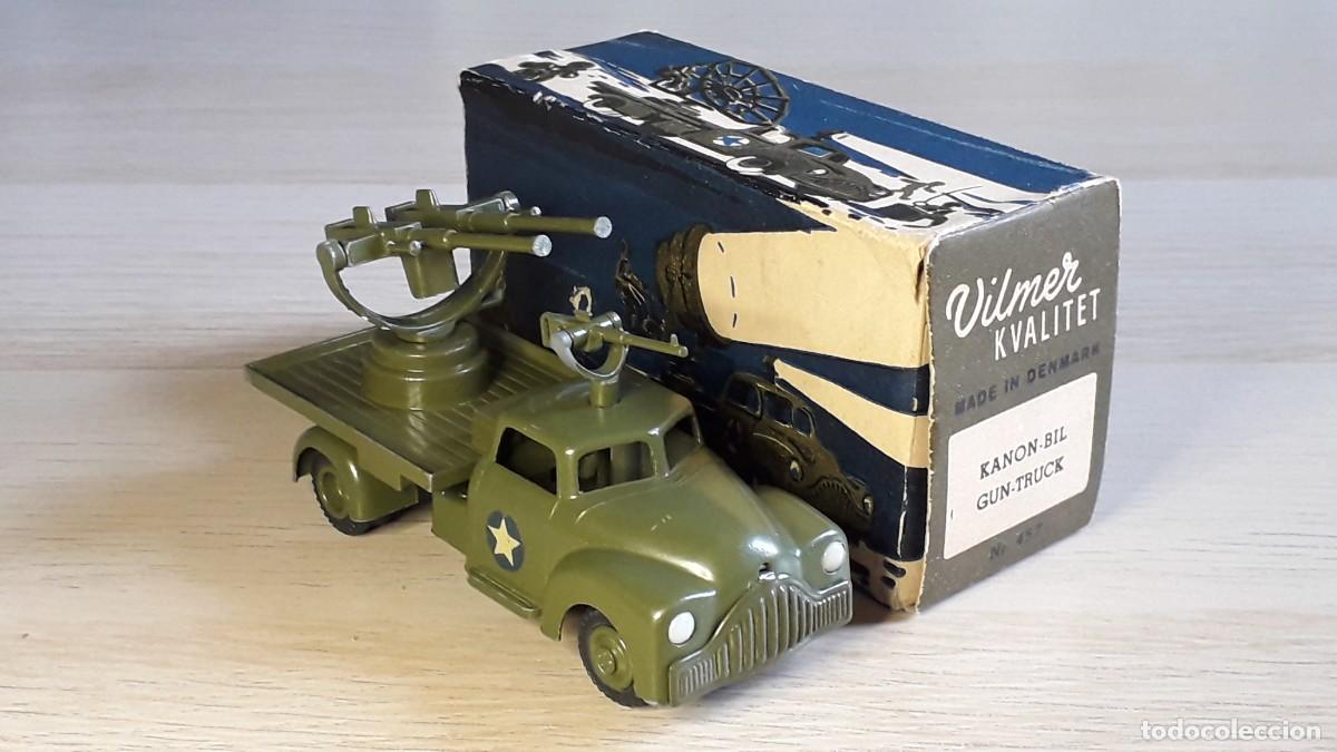 Coches a escala: Dodge ca&ntilde;ones militar # 457, 11 cms, metal, Vilmer Denmark tipo Tekno, Dinky, original a&ntilde;os 50.