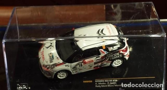 Coches a escala: CITROEN DS3 R3 RALLYE MONT-BLANC MORZINE 2010 K.MEEKE ESCALA 1/43 DE IXO EN SU CAJA