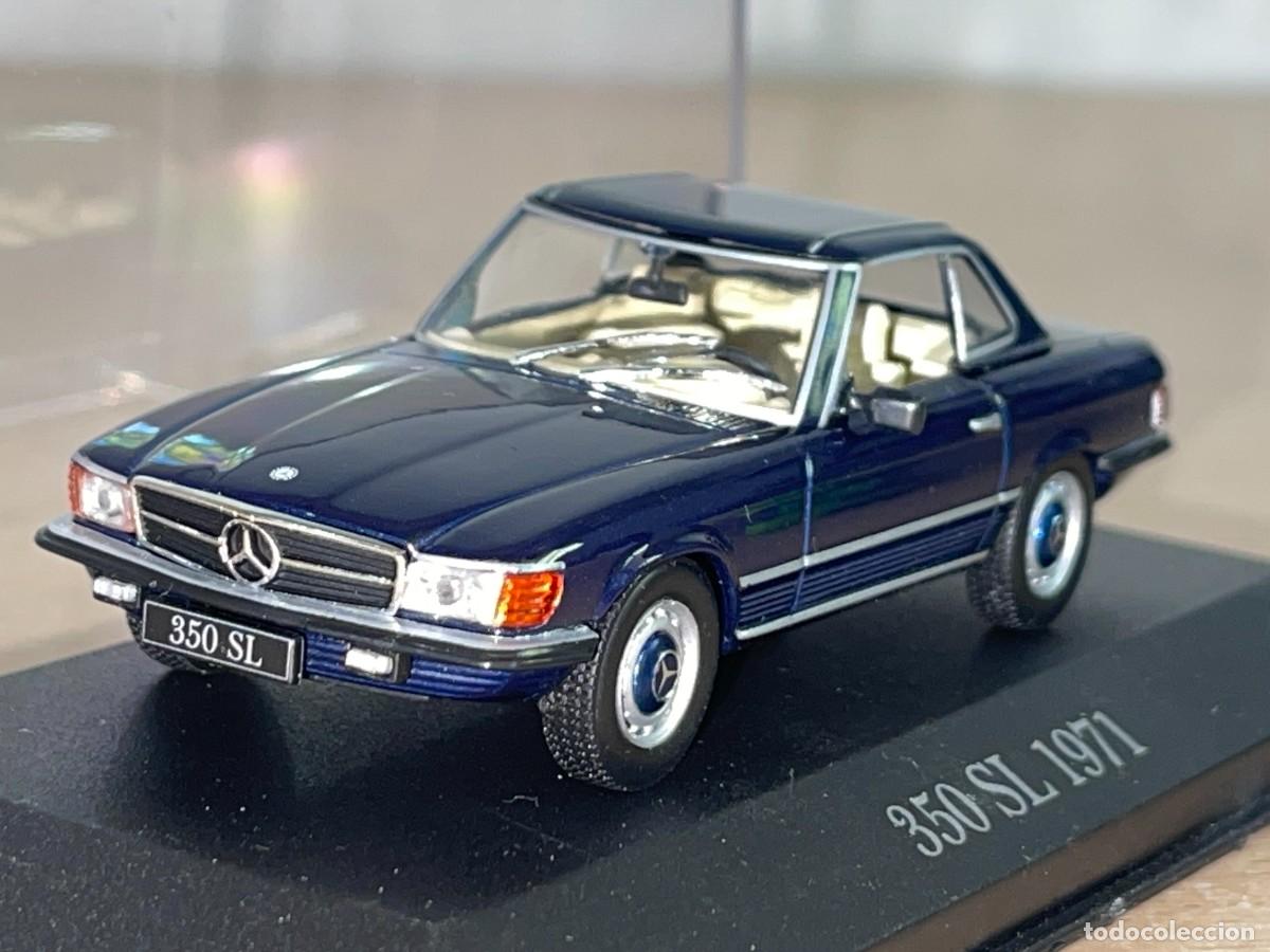 Coches a escala: Coche MERCEDES 350 SL (1971) azul marino 1:43 die-cast metal car 1/43 altaya colecci&oacute;n Mercedes-Benz