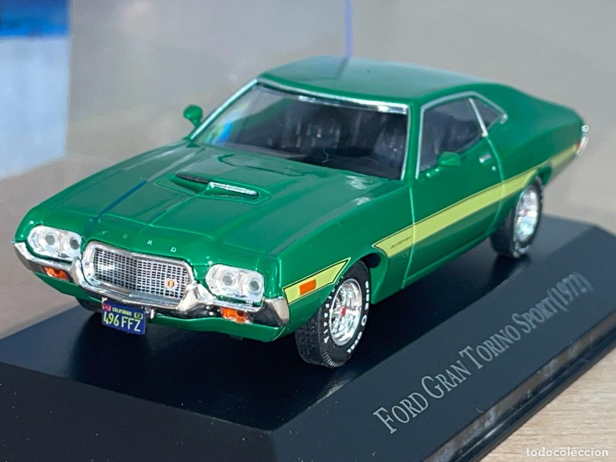 Coches a escala: Coche FORD GRAN TORINO SPORT (1972) verde 1:43 die-cast metal car 1/43 altaya American Cars