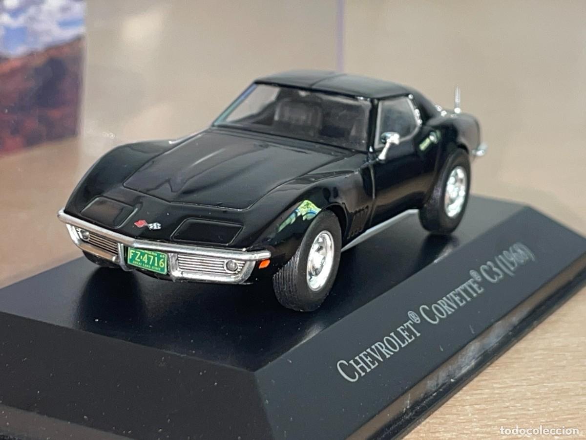 Coches a escala: Coche CHEVROLET CORVETTE C3 (1968) negro 1:43 die-cast metal car 1/43 altaya colecci&oacute;n American Cars