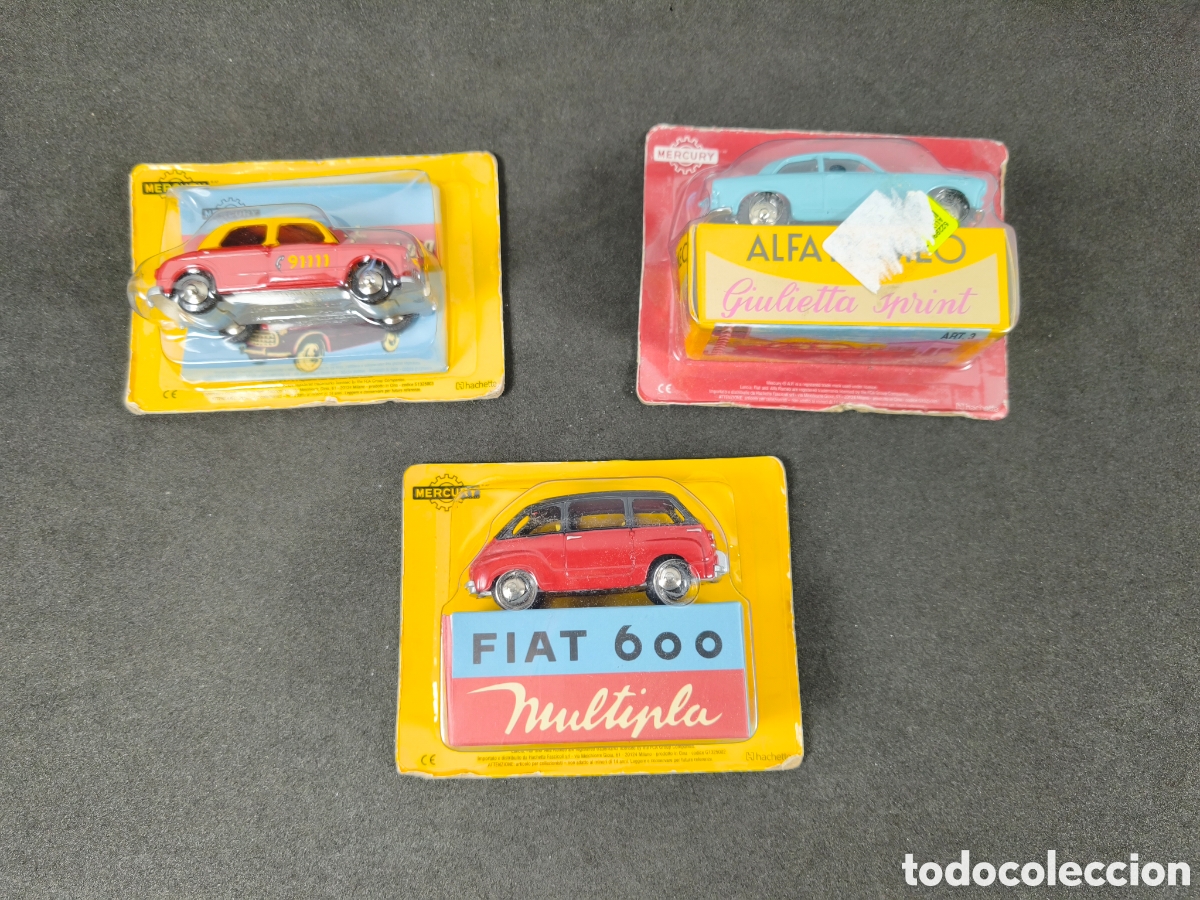 Coches a escala: Lote Fiat 600 1100 y Alfa Romeo Giulietta Sprint de Mercury Hachette 1/43