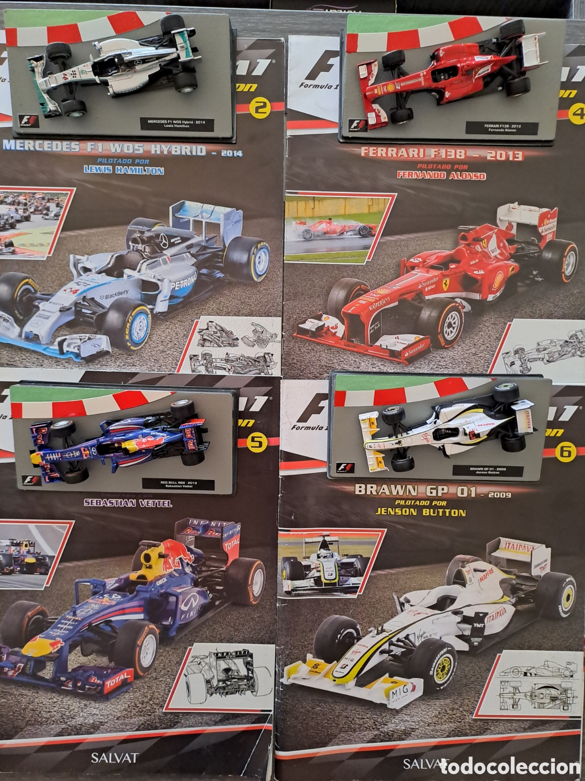 Coches a escala: COCHES F1 SALVAT 1:43 &ndash; 4 MINIATURAS + FASC&Iacute;CULOS Vendo lote de 4 coches de la colecci&oacute;n F1 Car
