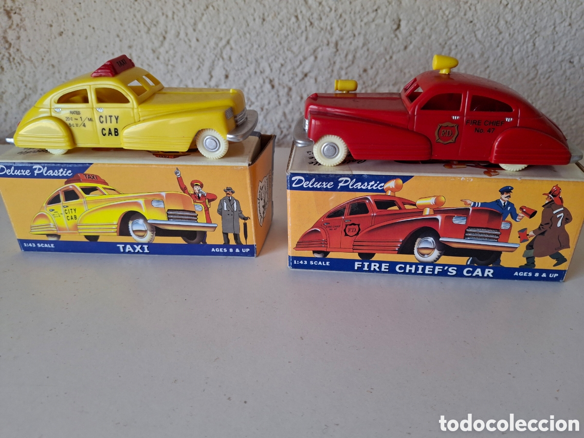 Modellautos: DOS COCHES Deluxe Plastin TAXI Y FIRE CHIEF' S CAR