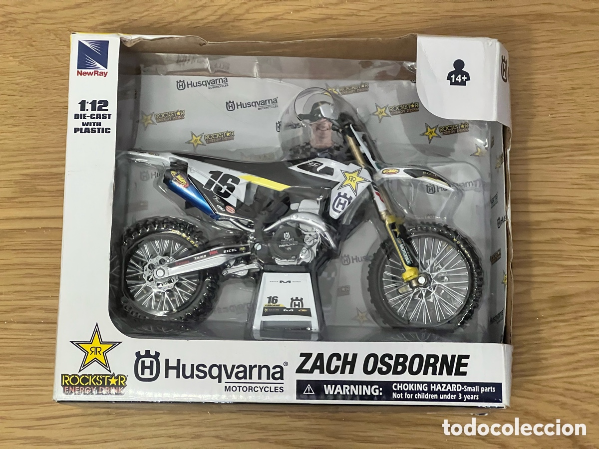 Coches a escala: Moto Husqvarna Rockstar Energy - Zach Osborne (N&ordm; 16) - NewRay 1:12 Die-Cast (Con caja)