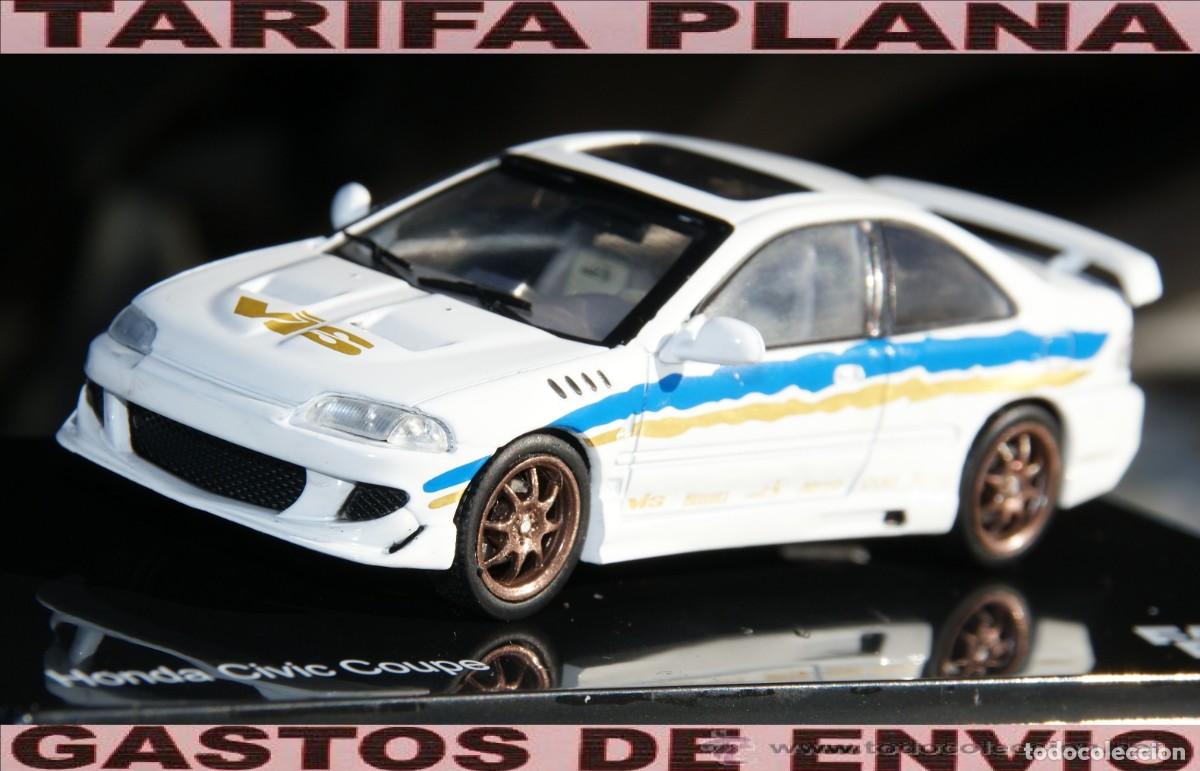 Coches a escala: HONDA CIVIC COUPE AZUL AMARILLO Y BLANCO FAST AND FURIOUS ESCALA 1:43 DE ALTAYA EN SU CAJA