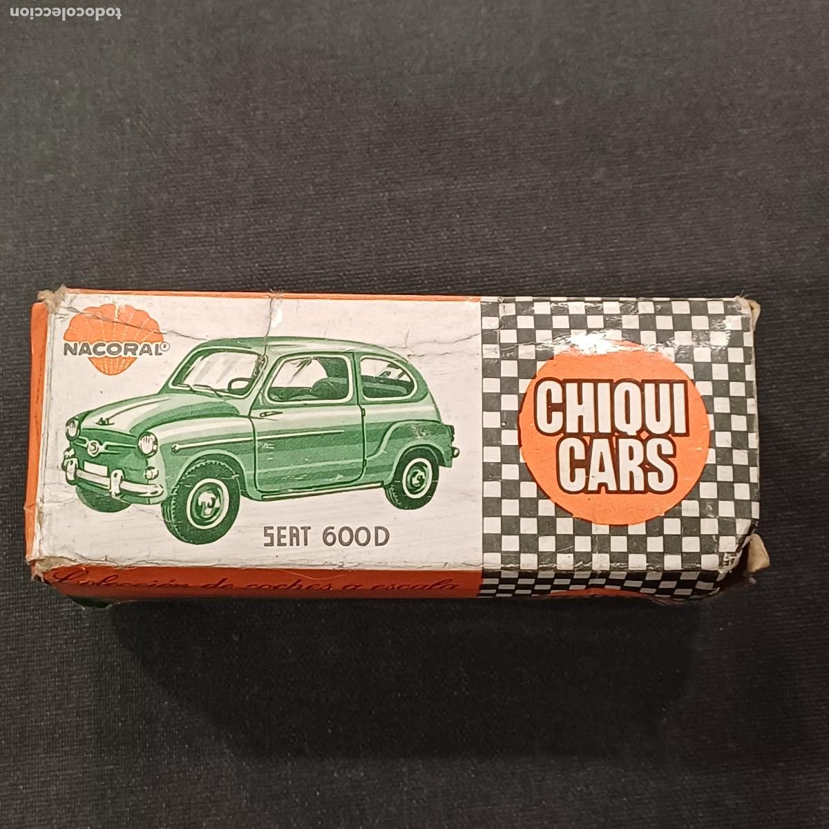Coches a escala: SEAT 600-D EN CAJA DE NACORAL/CHIQUI CARS/ESCALA 1/42 EN PLASTICO.
