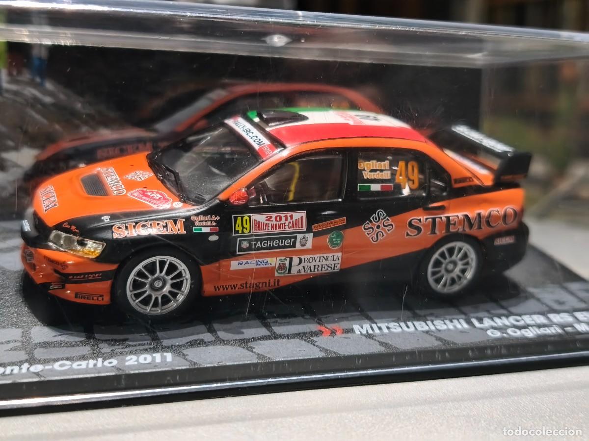 Coches a escala: Mitsubishi Lancer RS Evo IX. Rally Monte-Carlo 2011. Ogliari-Verdelli. Escala 1/43.