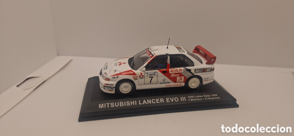 Coches a escala: MITSUBISHI LANCER EVO III 1000 LEKES RALLY 1996 T MAKINEN S HARJANNE 1:43