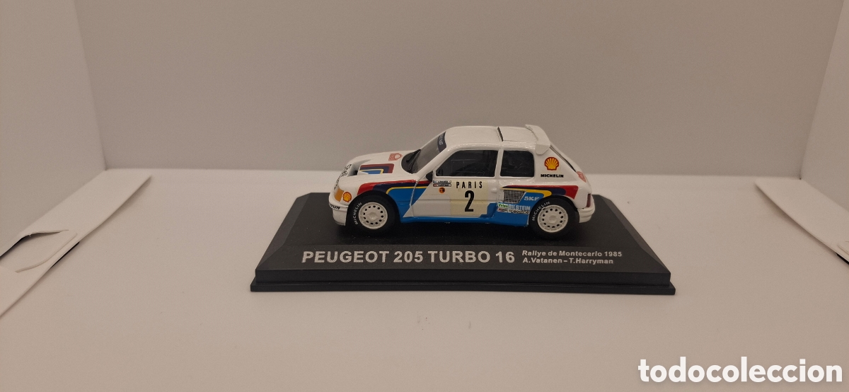 Coches a escala: Peugeot 205 Turbo 16 Rally de Montecarlo 1985. A. Vatanen T. Harryman 1:43