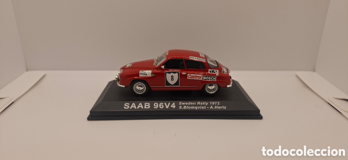 Coches a escala: SAAB 96 V4 RALLY SWEDEN 1972 S.BLOMQVIST A.HERTZ 1:43