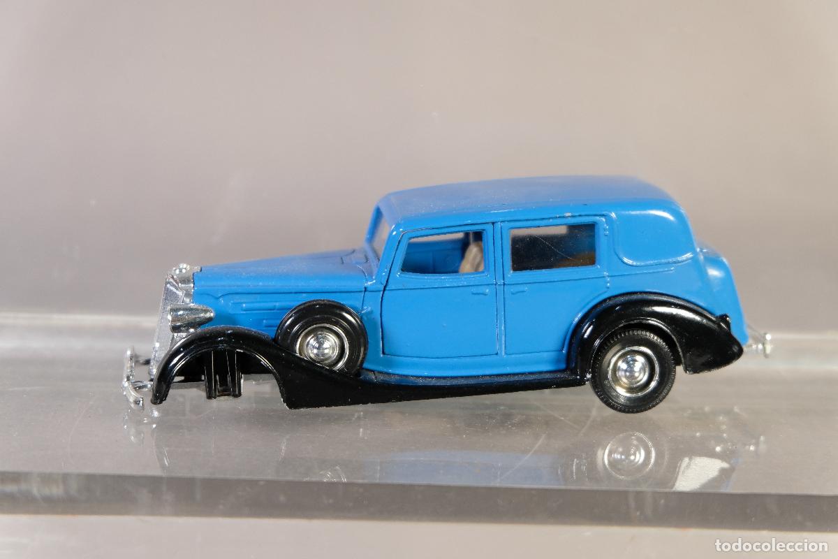 Coches a escala: R&eacute;plica coche Berlina de los a&ntilde;os 30, coche en miniatura de metal azul y negro, esc. 1:43