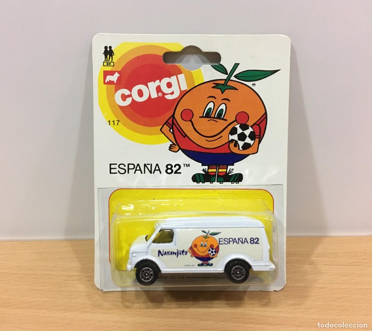 Model Cars: BL&Iacute;STER FURGONETA CHEVROLET VAN NARANJITO DE CORGI - CAMPEONATO MUNDIAL DE F&Uacute;TBOL ESPA&Ntilde;A 82. 1/64