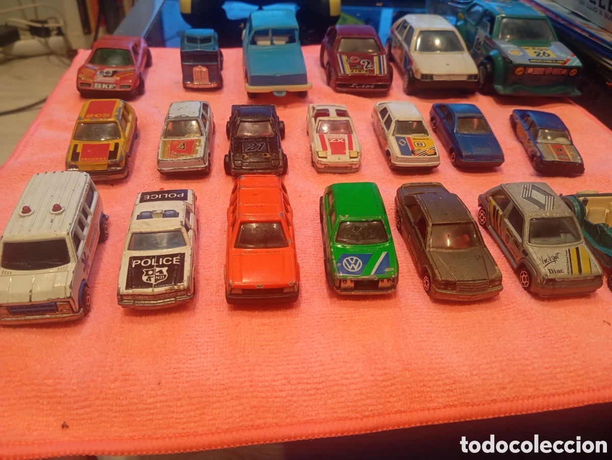 Coches a escala: Gran Lote 20 Cochecitos Metal Vintage + Golf Gozan 1/24 - Guisval, Majorette, Mira, Matchbox