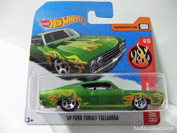 Model cars Hot Wheels: &acute;69 FORD TORINO TALLADEGA 1969 - HOT WHEELS MATTEL HW FLAMES 2017 - ESCALA 1:64 - COCHE MINIATURA