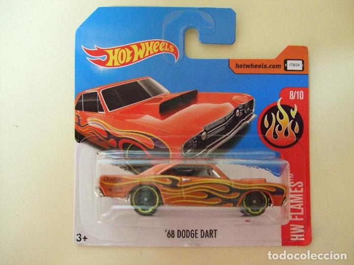 Carros em escala Hot Wheels: &acute;68 DODGE DART 1968 - HOT WHEELS MATTEL HW FLAMES 2017 - ESCALA 1:64 - COCHE MINIATURA JUGUETE