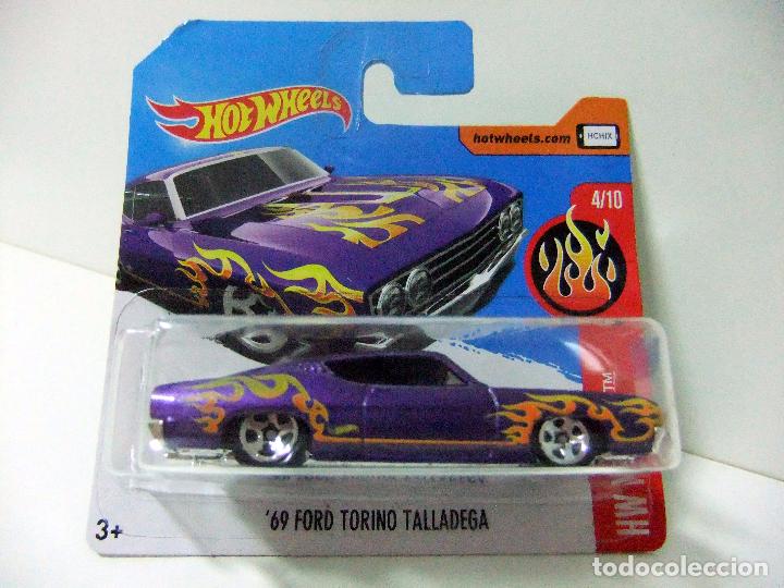 Model cars Hot Wheels: &acute;69 FORD TORINO TALLADEGA 1969 - HOT WHEELS MATTEL HW FLAMES 2017 - ESCALA 1:64 - COCHE MINIATURA